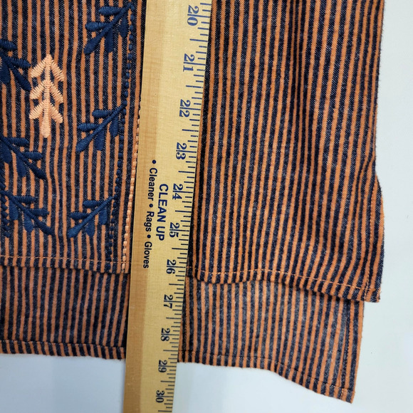 MUR MUR Hoodie Womens Small Brown Navy Embroidered Boho Tunic Cotton Boho Rustic - Picture 8 of 12